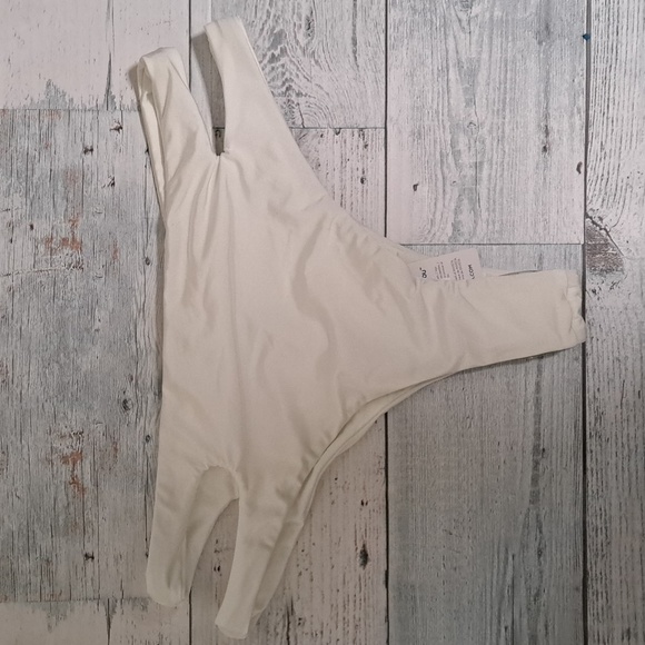 Voda Swim Cut Out High Leg Swimsuit Cheeky Bottom White - Picture 11 of 11